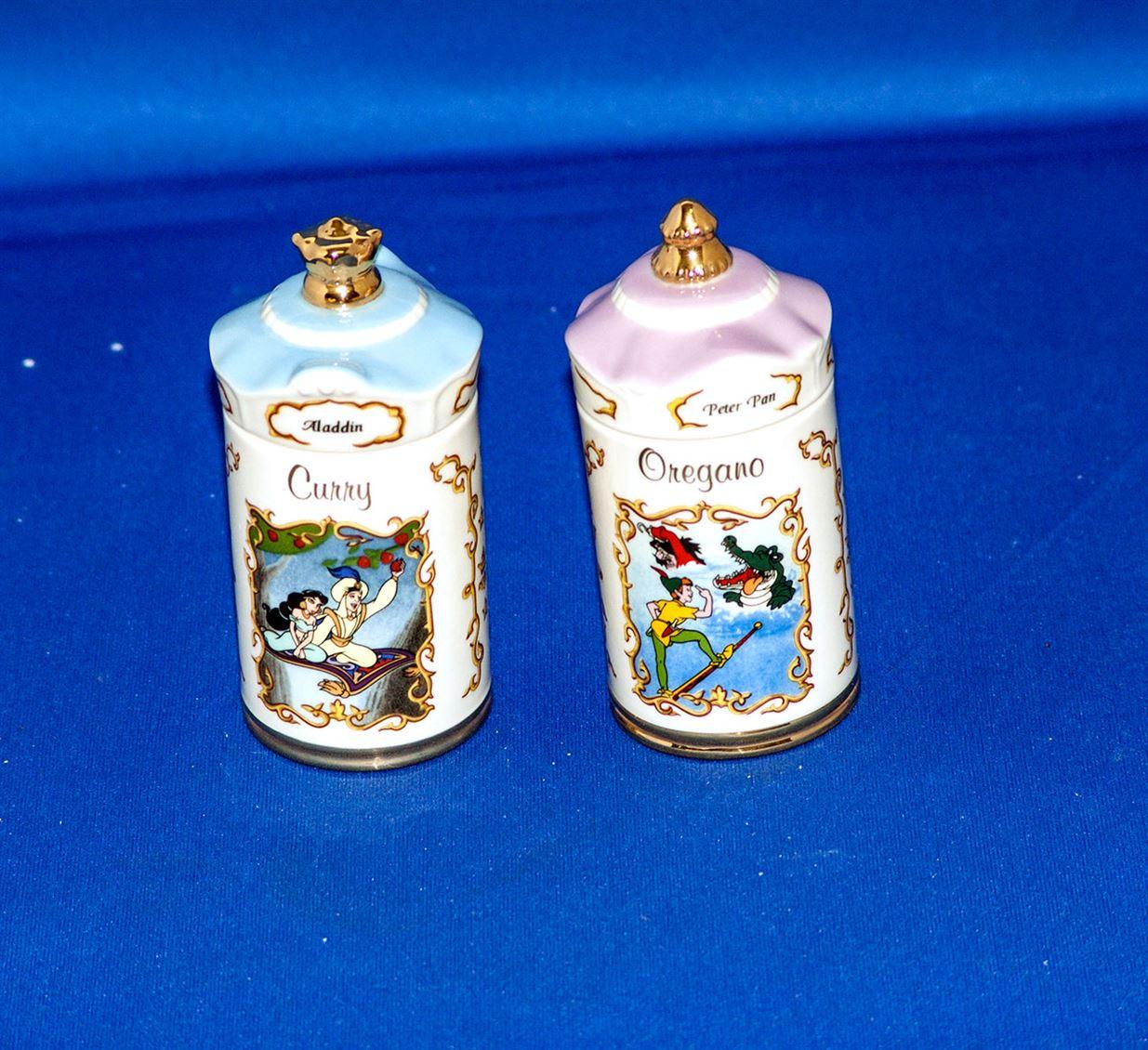 walt disney spice jars Curry - aladdin and oregano - Peter pan