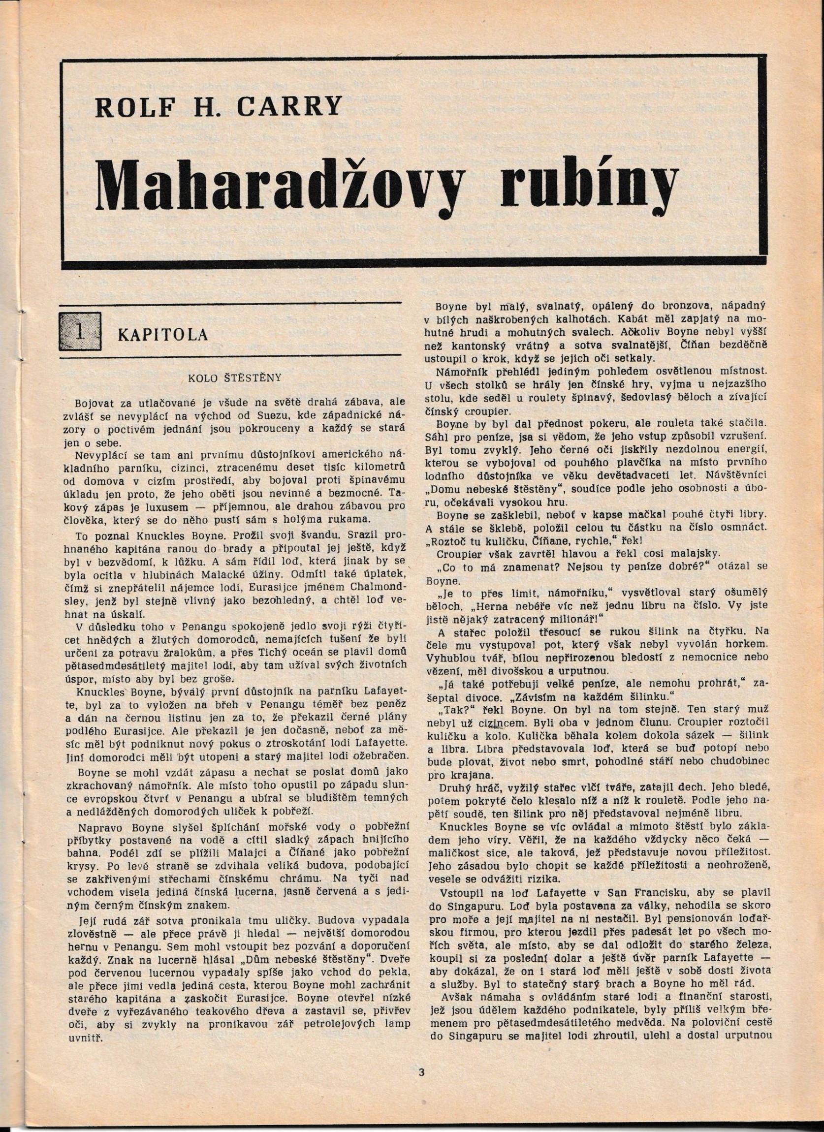 DobrodruÅ¾nÃ½ Weekend ÄŒÃ­slo 27 - MaharadÅ¾ovy rubÃ­ny od Rolf H. Carry (Velmi DobrÃ½ Stav)